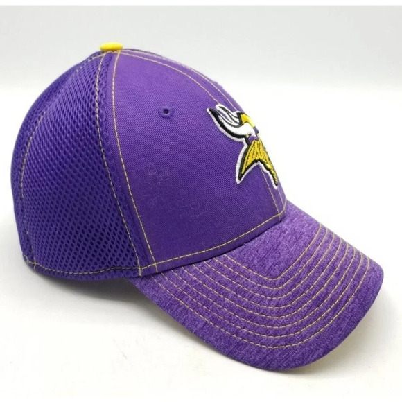 Minnesota Vikings New Era 39Thirty Flex Fitted Mesh Back Solid Purple Hat M/L - Picture 3 of 7